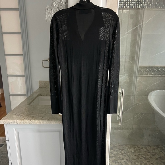 AYA MUSE Amur Mesh Button-Front Collared Maxi Dress Black - Picture 10 of 13